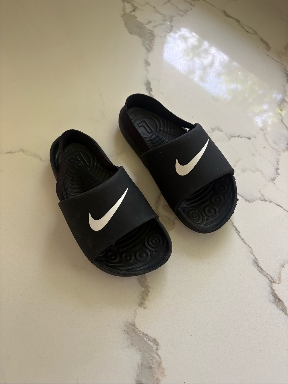 Nike Black Kids' Slide Sandals with White Swoosh